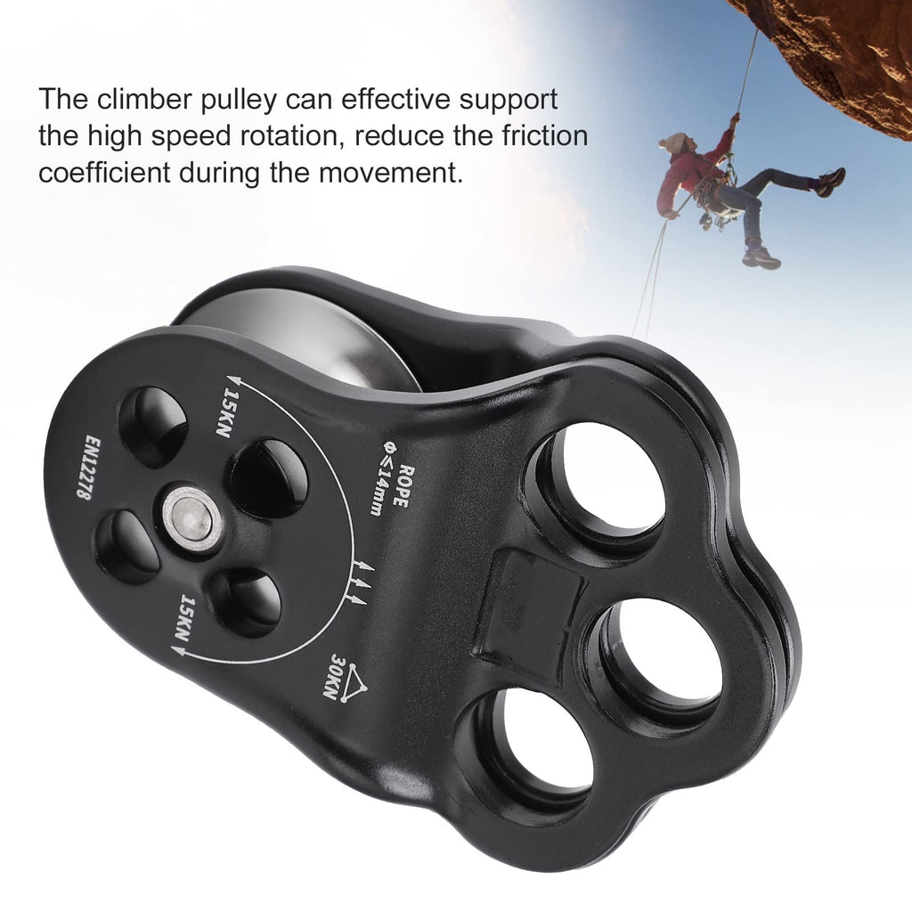 SUNGOOYUE 3 Hole Side Plate Pulley, Triple Hanging Points 30KN Aviation Aluminum Alloy Dual Bearing Hitch Climber Pulley for Climbing Rescue Aerial Work