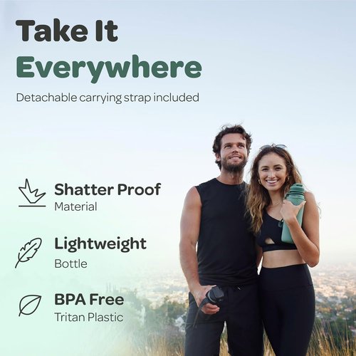 Hydracy Water Bottle - Large BPA-Free with Time Marker & Fruit Infuser | Leak-Proof Gym Bottle