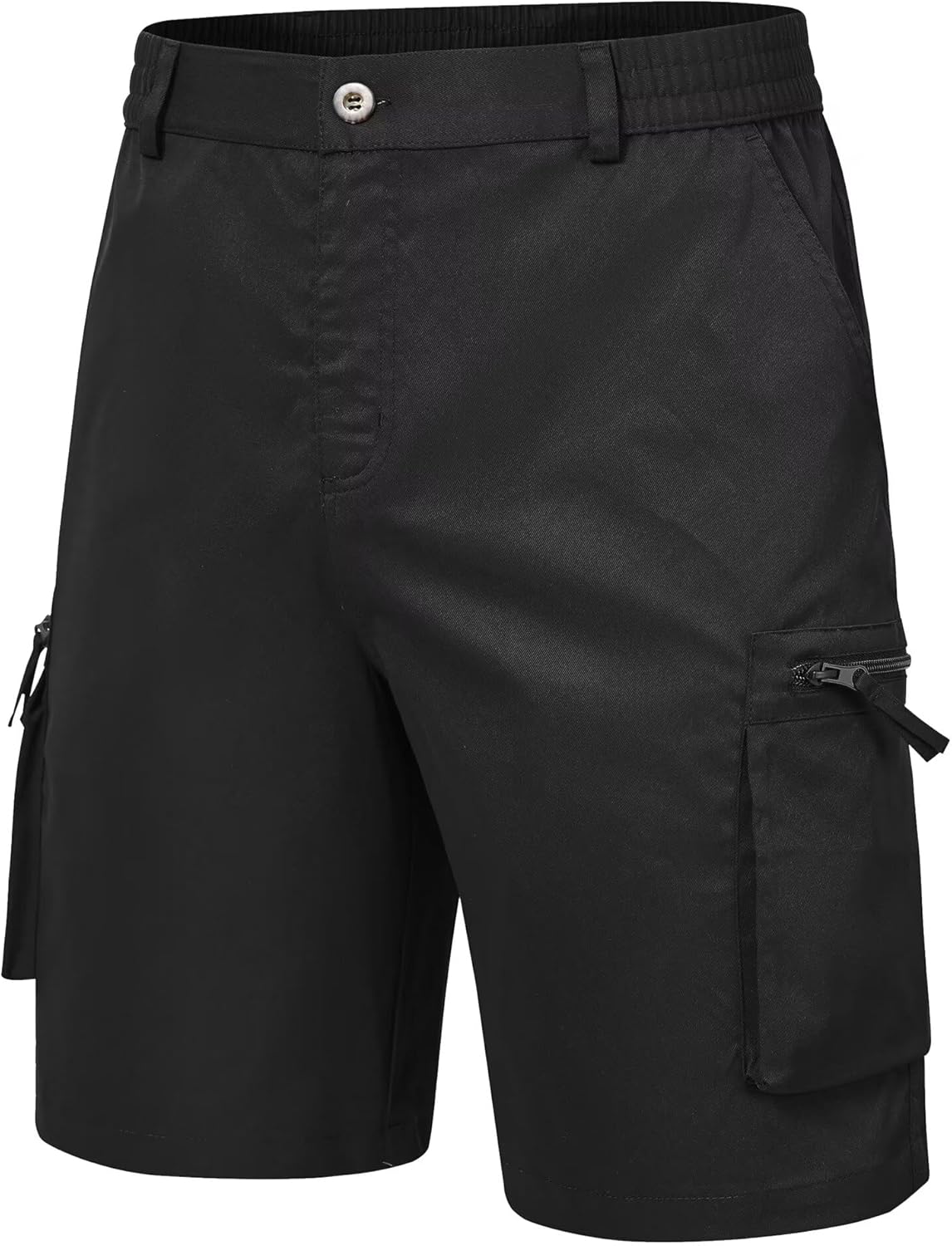 QPNGRP Men's Cargo Shorts - 9" Inseam, Stretch Waist, 6 Pockets for Ultimate Comfort