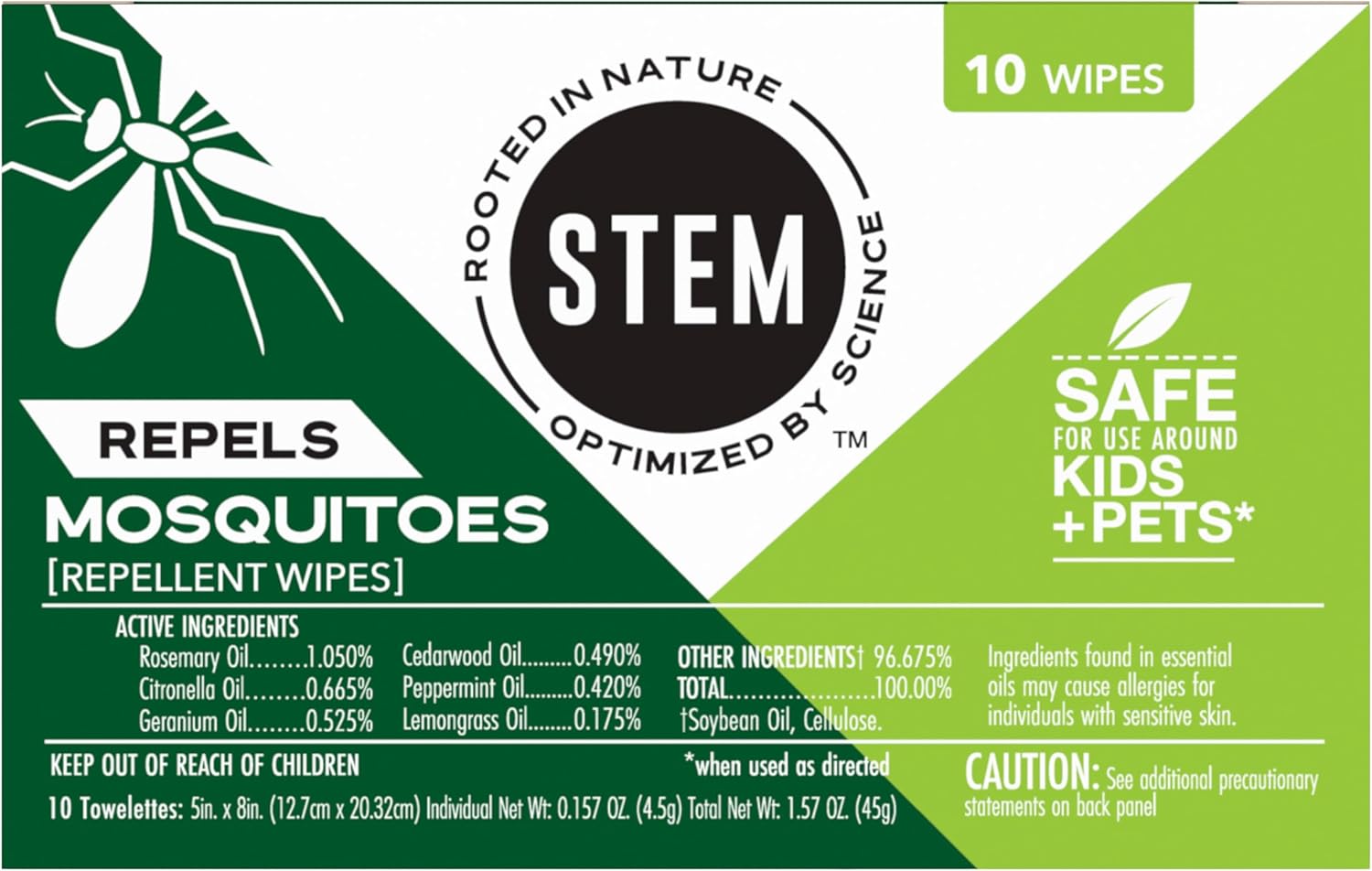 Skiennix Mosquito Repellent Wipes - Natural Botanical Extracts | 10 Wipes Per Pack