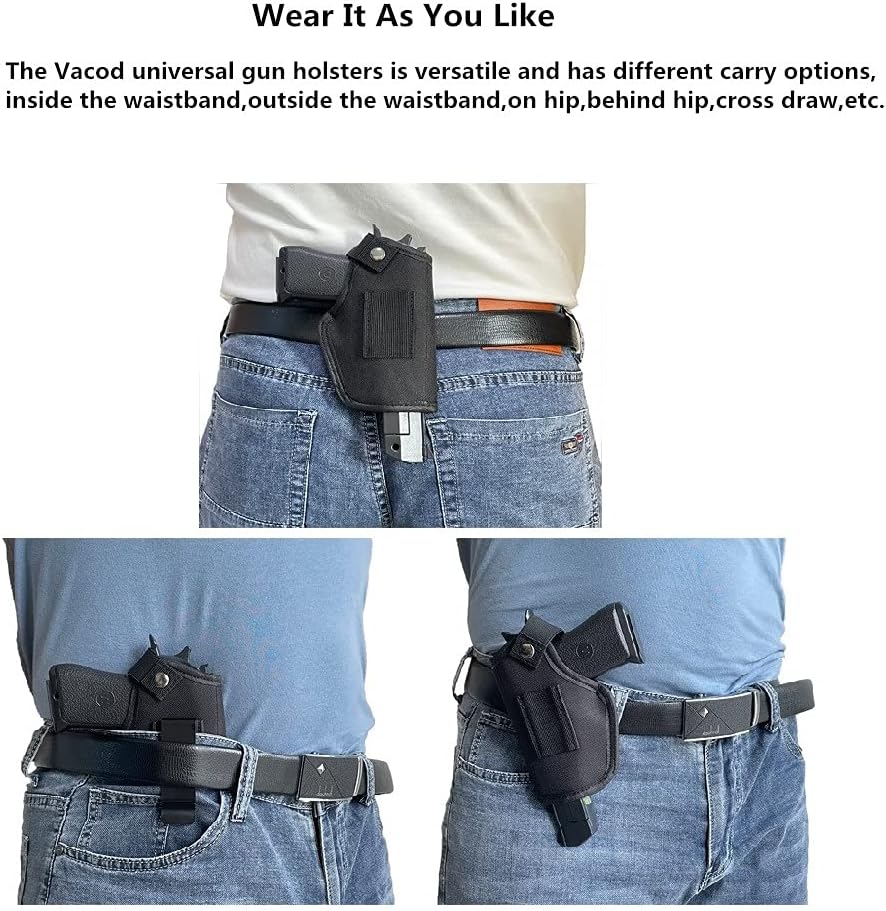 Skiennix Universal Gun Holster - Concealed Carry for Right/Left Hand Draw | Fits Subcompact & Compact Handguns, Black