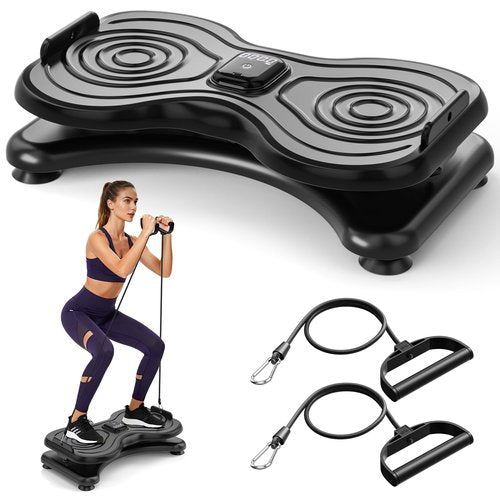 Waist Twister Machine with LCD Display，Noiseless Ab Workout Board and Resistance Bands，Slim Waist Machine with Anti-Slip, Home Gym Equipment for Women & Men Black