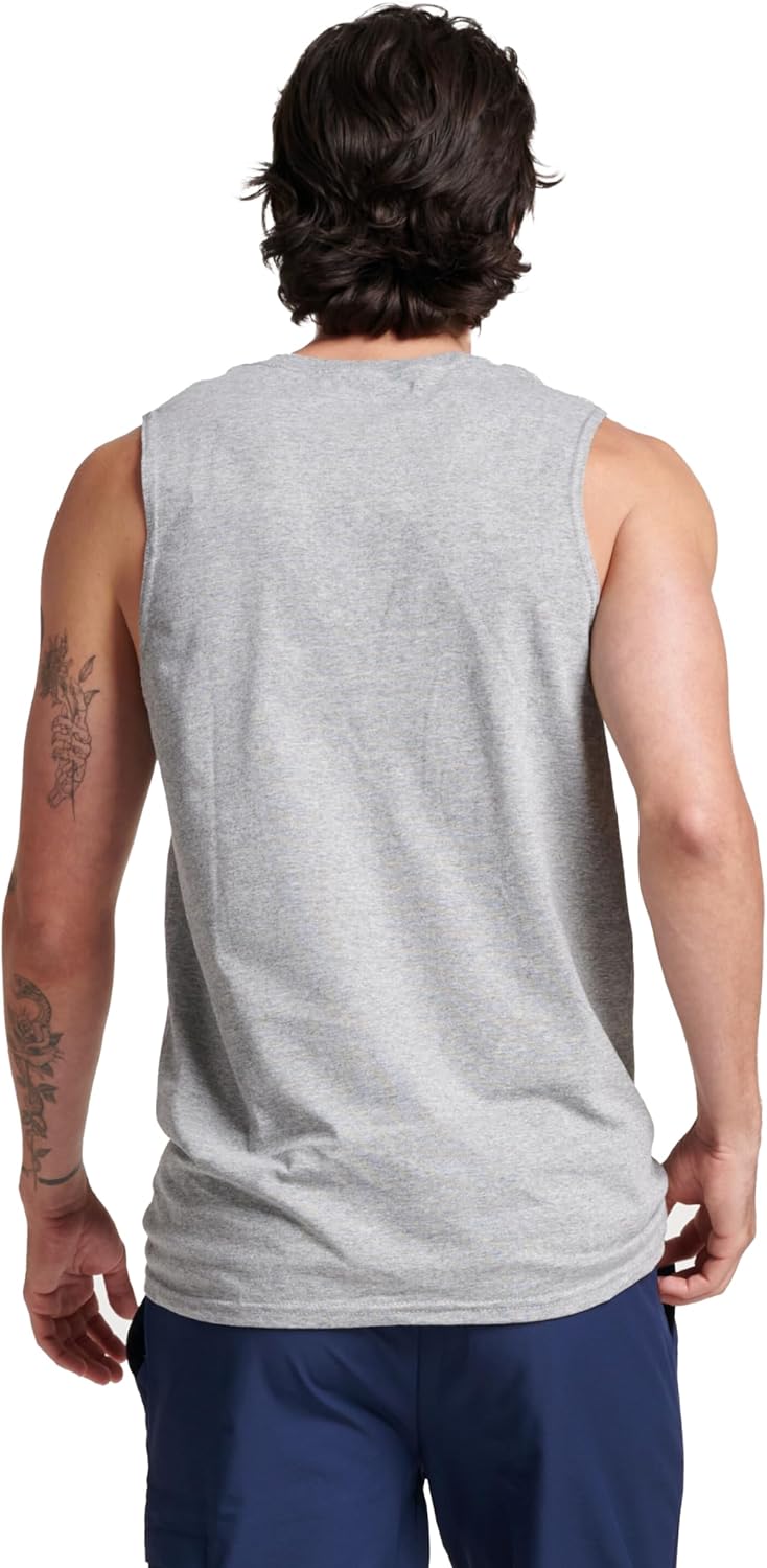 Russell Athletic Men's Sleeveless Muscle Shirt - Moisture-Wicking Cotton Blend, UPF 30+, Sizes S-4X