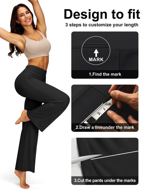 Blue Breath Yoga Pants Women Wide Leg Pants with Pockets High Waist Stretch Dress Casual Sweatpants Petite/Regular/Tall