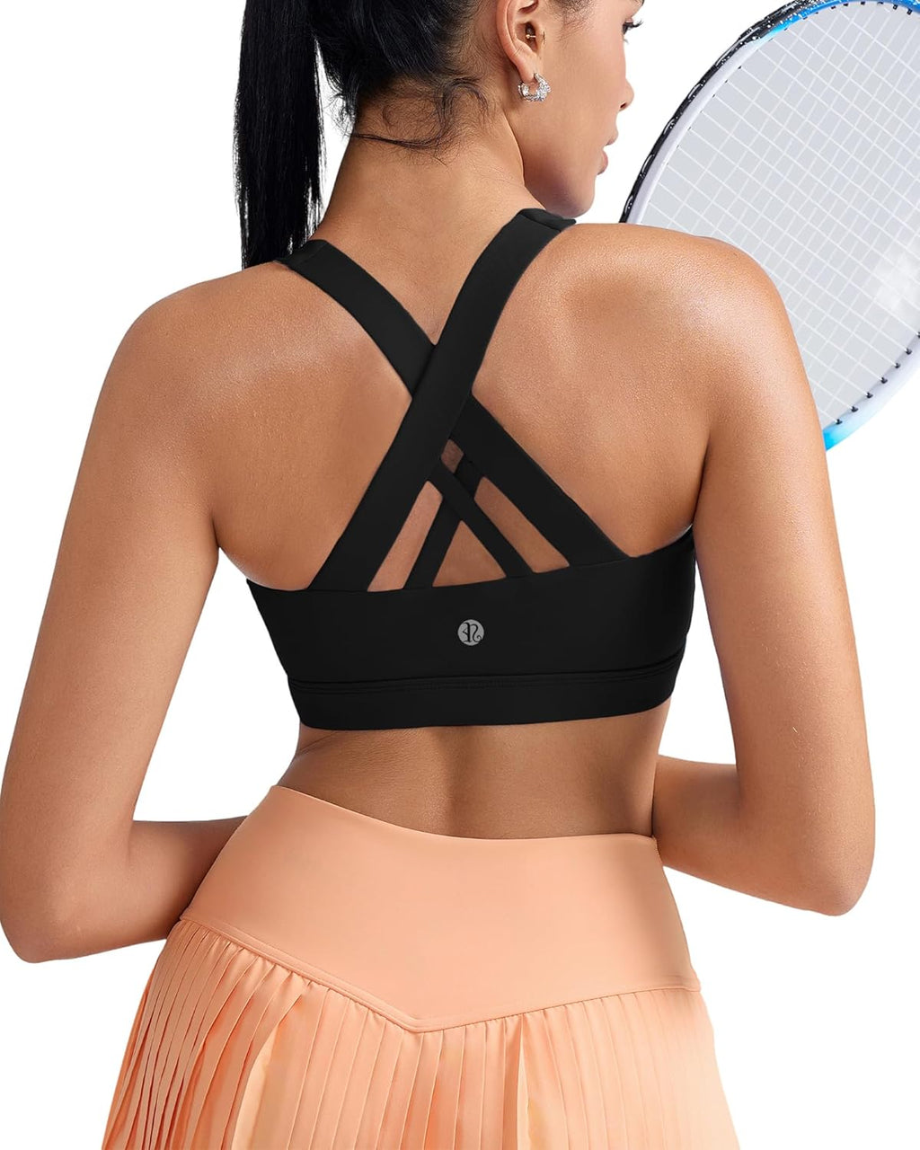 RUNNING GIRL Sports Bras for Women - Padded Criss-Cross Back with Removable Cups for Medium Support