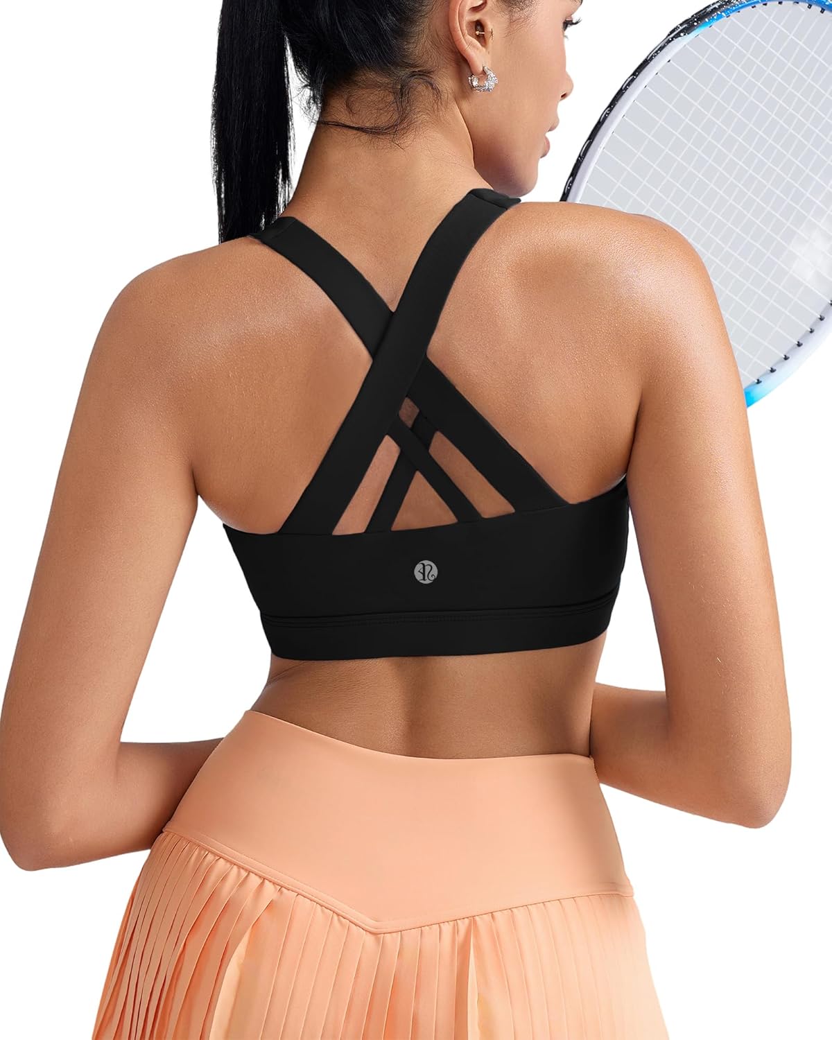 RUNNING GIRL Sports Bras for Women - Padded Criss-Cross Back with Removable Cups for Medium Support