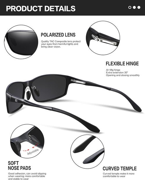 BIRCEN Polarized Sunglasses - UV Protection Sports Shades for Men & Women | Lightweight Al-Mg Frame