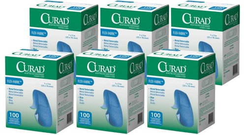 Curad Woven Blue Detectable Bandage, 100-Count (Pack of 6)