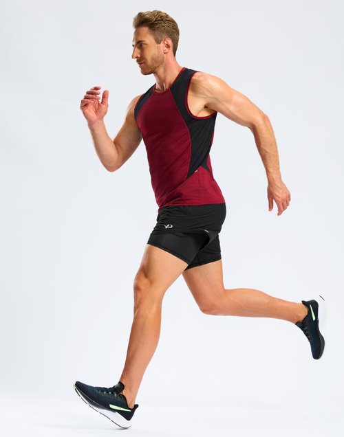 Pudolla Men's 2 in 1 Workout Running Shorts 5" with Zipper Phone Pockets Quick Dry Gym Athletic Shorts with Compression Liner(Black,M)