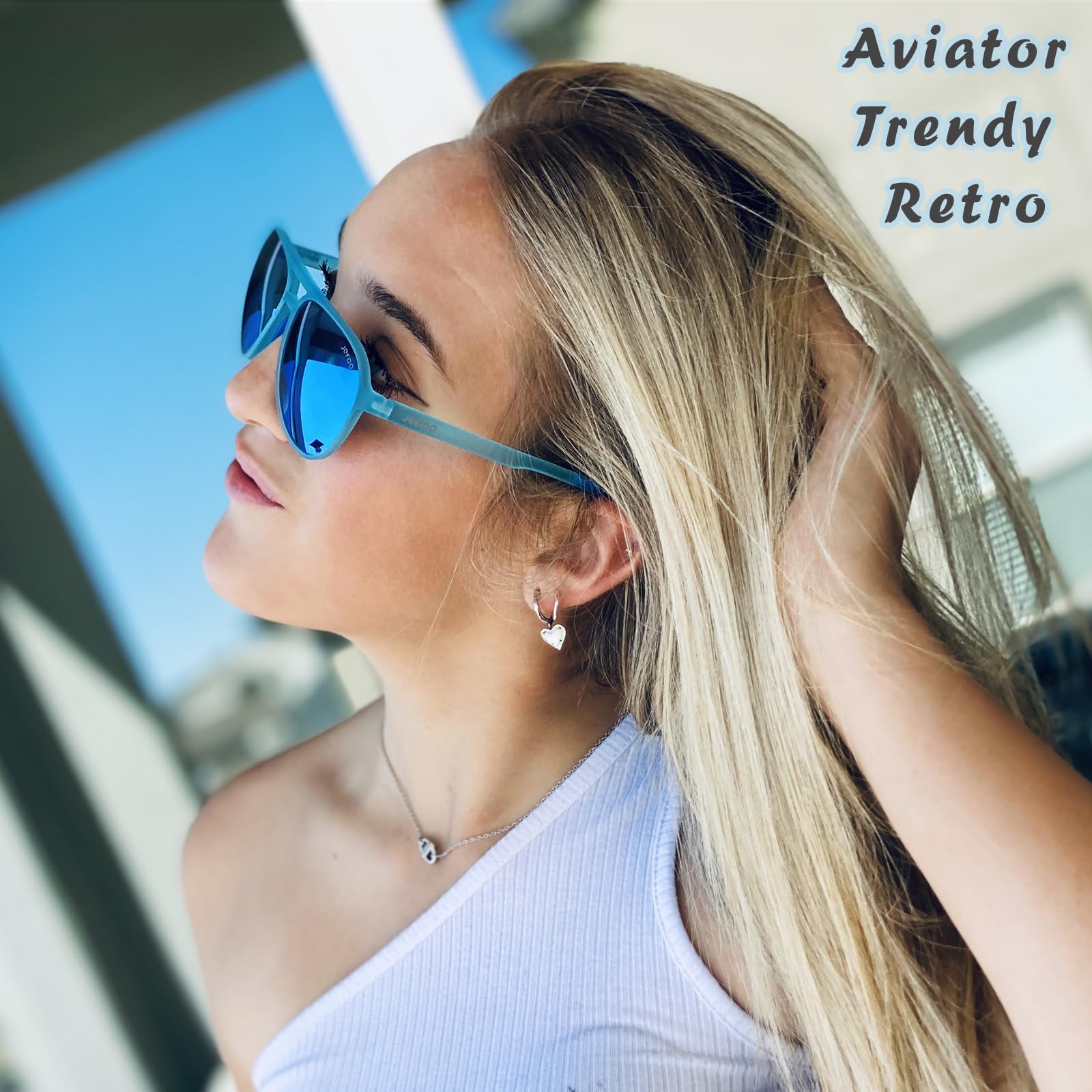 Jefoo Polarized Aviator Sunglasses for Women Men Retro Trendy Sports Sunglasses for Outdoor UV400 Protection