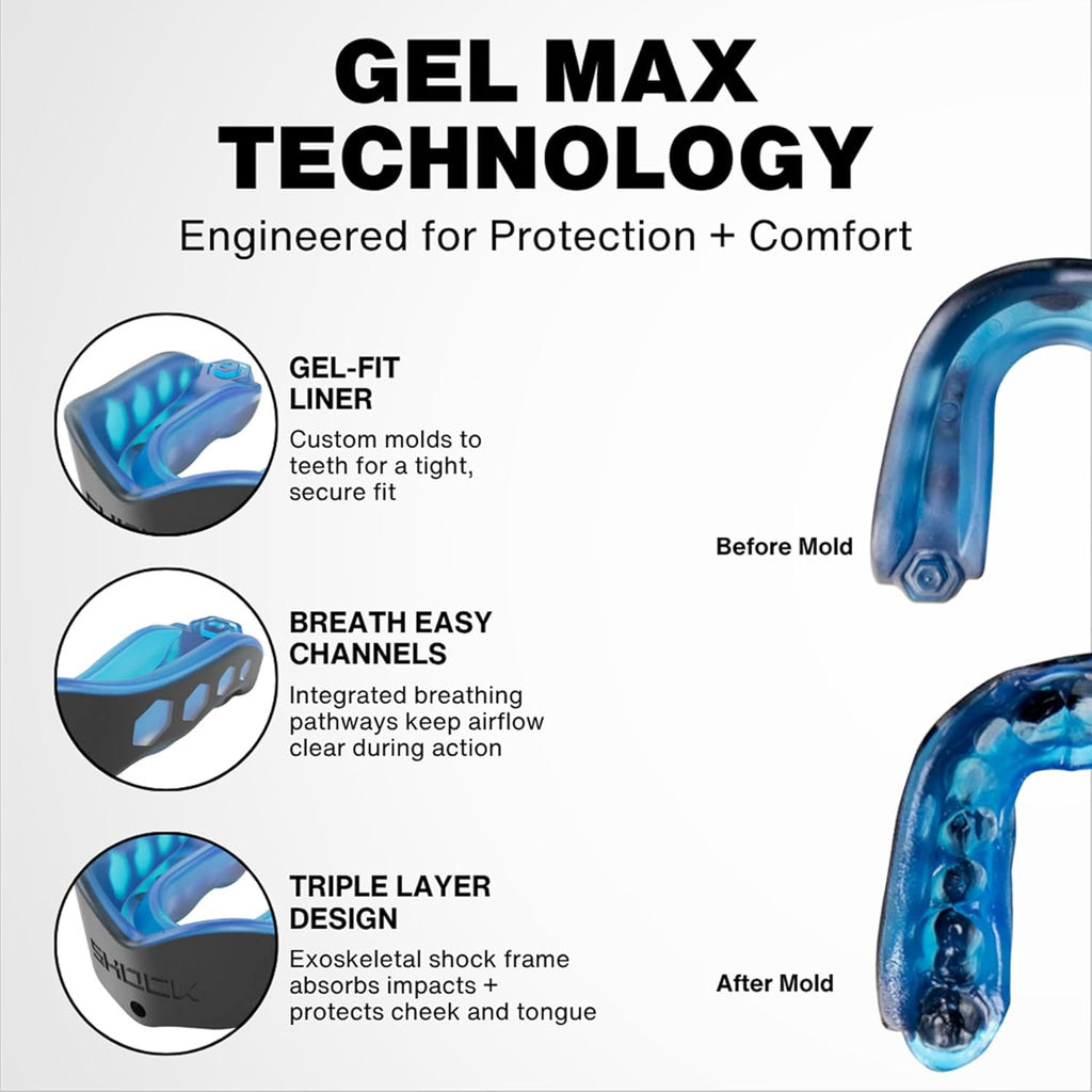 Shock Doctor Mouth Guard - Gel Max Heavy Duty Protection for Sports | Custom Fit for Adults & Youth