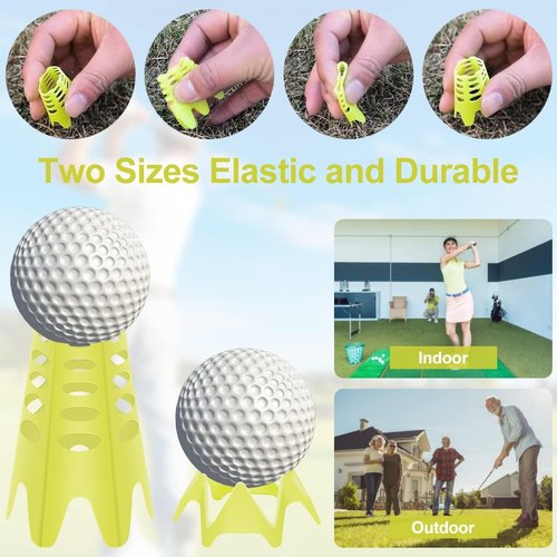 FAMIWIN Golf Tees, Plastic Golf Simulator Tees for Outdoor Indoor Home Practice Training Use, Pack of 10pcs Tall & 10pcs Small Golf Mat Tees for Winter Turf Driving Range Practicing (40PCS Yellow)
