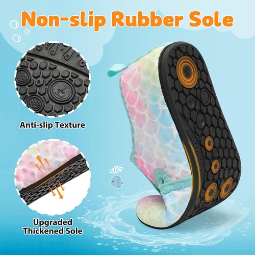 LeIsfIt Kids Water Shoes - Quick Dry Aqua Socks for Boys & Girls | Breathable Non-Slip Swim Shoes