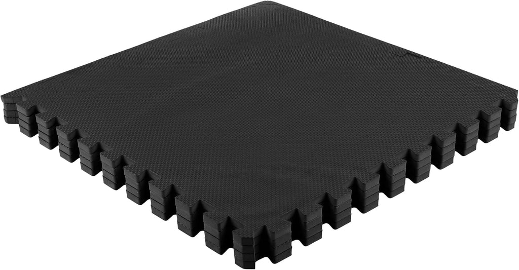 Stalwart EVA Foam Mat Tiles - 16 SQ FT Interlocking Padding for Garage, Playroom & Gym - Black Workout & Baby Playmat