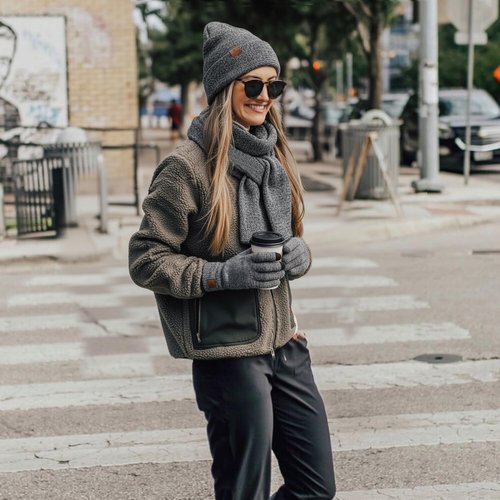 Womens Winter Warm Beanie Hats Gloves Scarf Headband Set for Women Soft Fleece Lined Ear Warmer Knit Scarf Touch Screen Gloves 4 Set Winter Gifts
