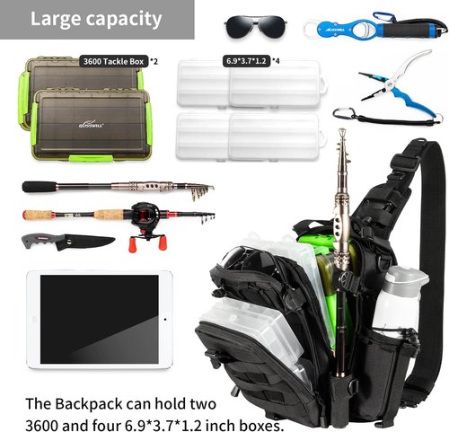 BLISSWILL Fishing Backpack - Large Water-Resistant Outdoor Tackle Bag for Anglers