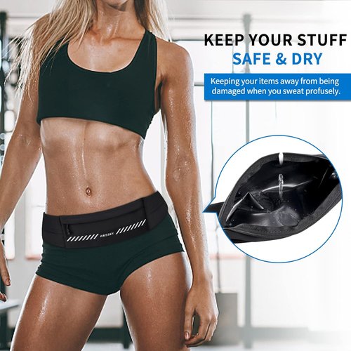 HAISSKY Running Belt - Slim Fanny Pack for Men & Women | Jogging Phone Holder & Money Belt (27" - 51" Waist)