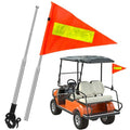 Golf Cart Flag Pole, Retractable Bike Flags With Pole For Safety, High Visibility Double-Sided Reflective Bicycle Flag (Telescopic 28-160cm)