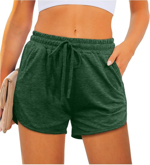 Aloodor Women's Athletic Running Shorts - Comfortable Dolphin Style with Pockets & Drawstring