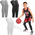 3 Pairs Kids Compression Leg Sleeves with Non Slip Grip - Full Length UV Protection (Variation: Large)