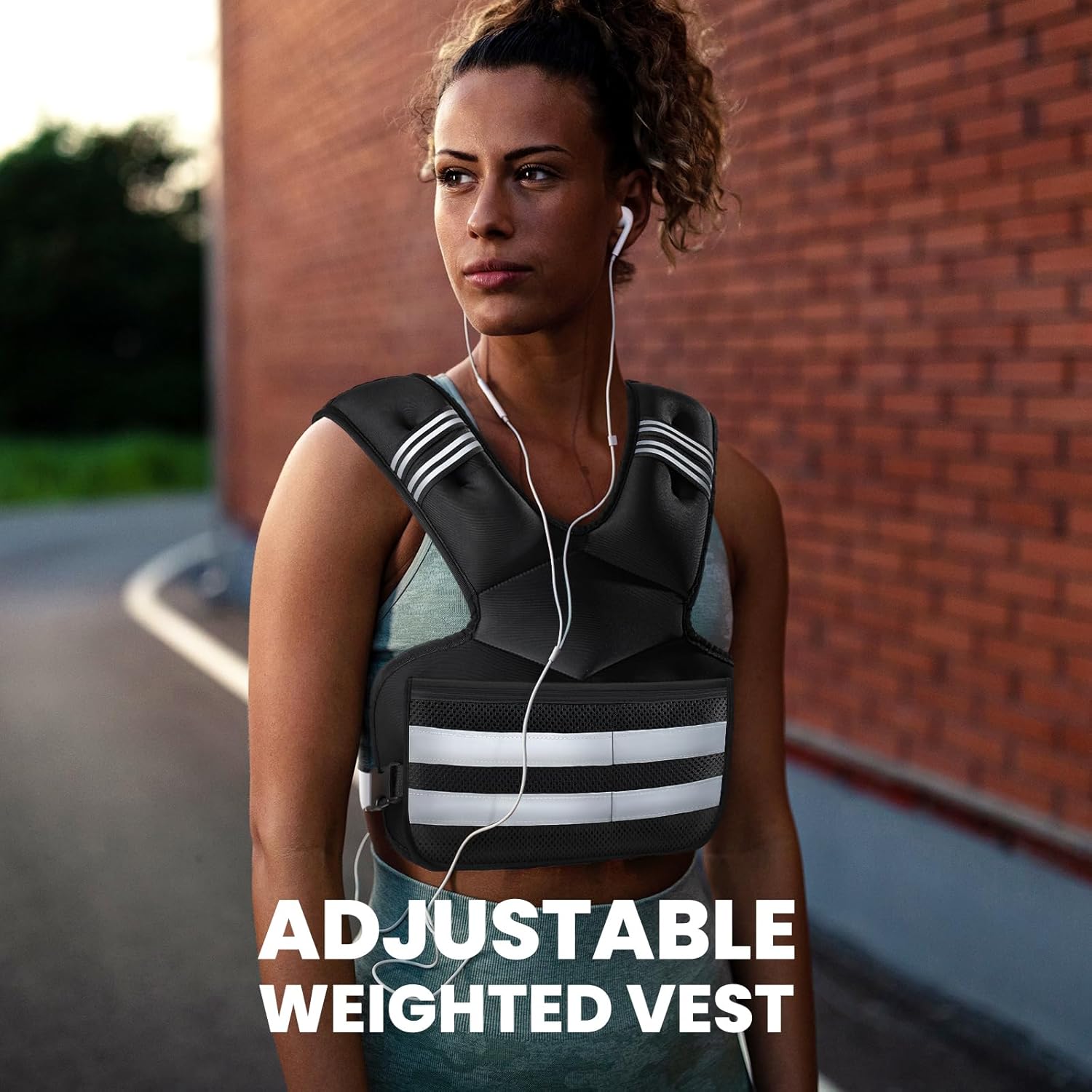 Skiennix Weighted Vest - Adjustable 4-32lb Rucking Vest with Storage Pocket & Reflective Stripes for Workouts