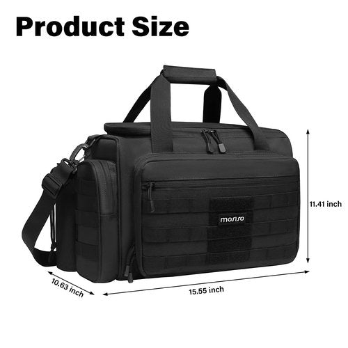 MOSISO Tactical Range Bag for Gun,Large Range Duffle for Pistols and Gear,Carrying Bag with Handle&Shoulder Strap for Handguns and Ammo, Soft Cases for Pistol for Shooting Range Outdoor Hunting, Black