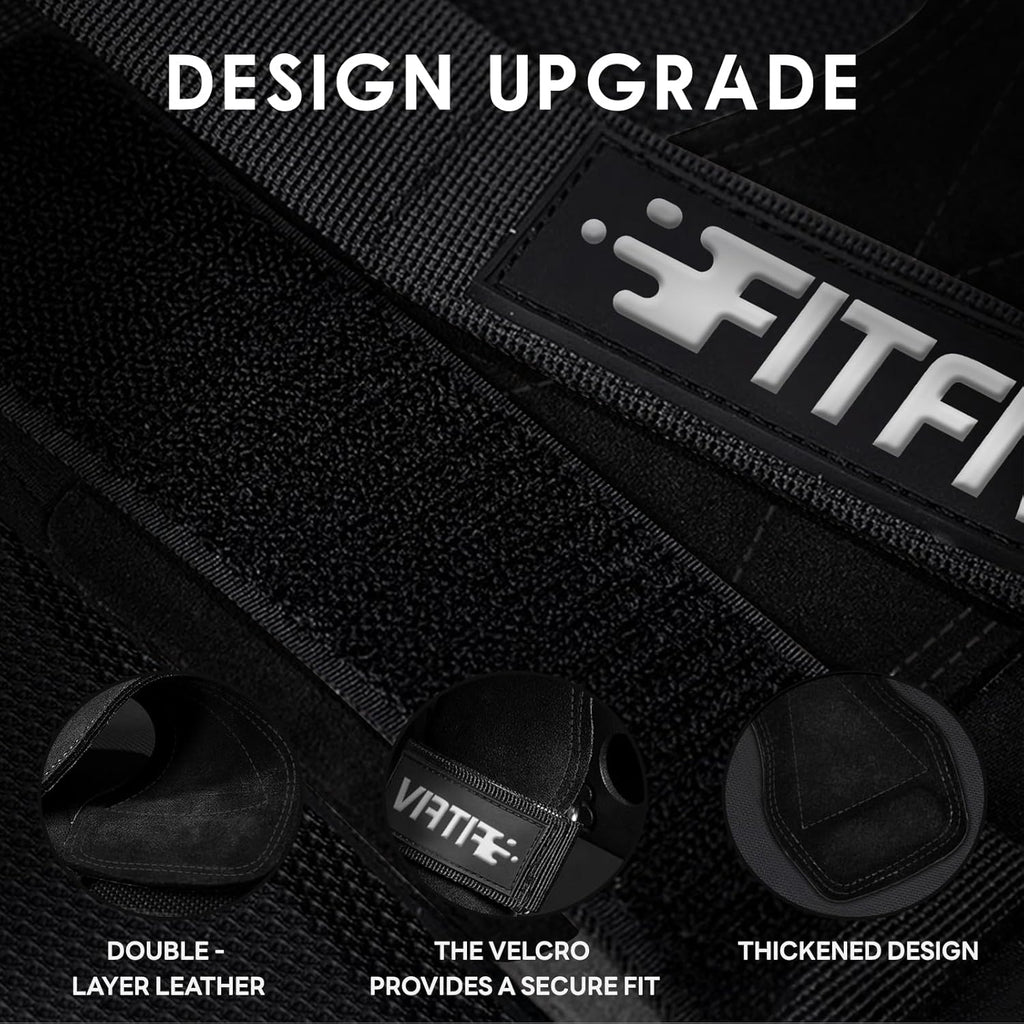 Skiennix Weight Lifting Wrist Straps - Double Leather Neoprene Padded Wraps for Men & Women (Pair)
