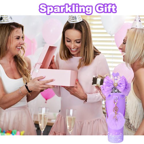 Mity rain Bling Cup Accessories for Stanley Cup 30oz 40oz 20oz Tumbler with Handle, including Bow Straw Topper Cover, Straw Bow Decorate, Leather Water Bottle Handle Strap, Boot (Purple)