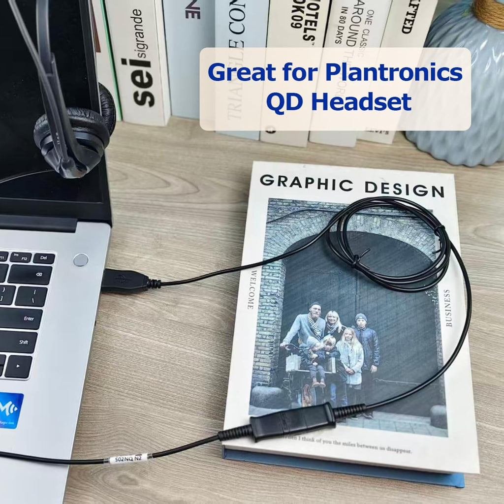 Plantronics QD to USB Adapter Cable - Connect Quick Disconnect Headset to USB Type A | Compatible with PC & Mac
