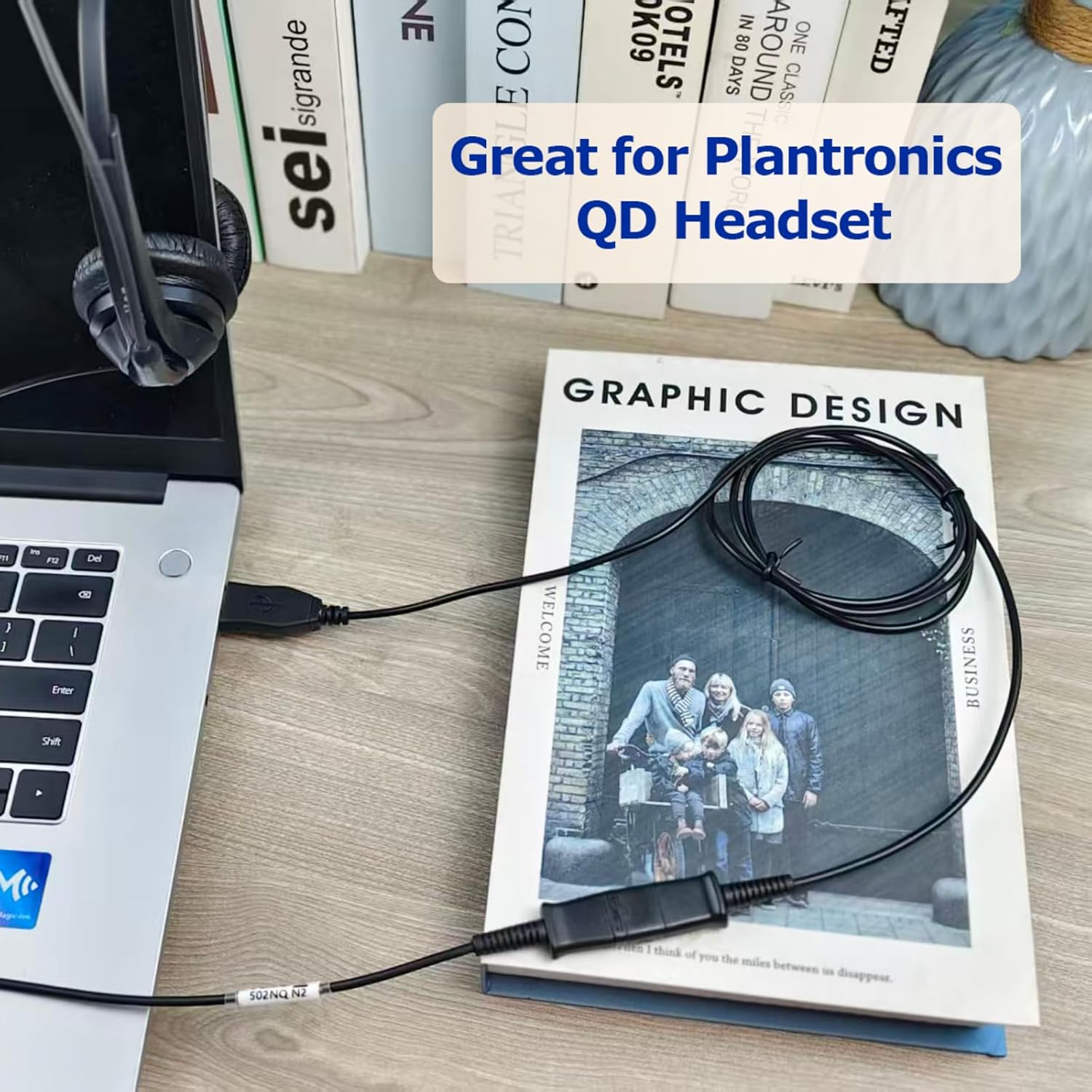 Plantronics QD to USB Adapter Cable - Connect Quick Disconnect Headset to USB Type A | Compatible with PC & Mac