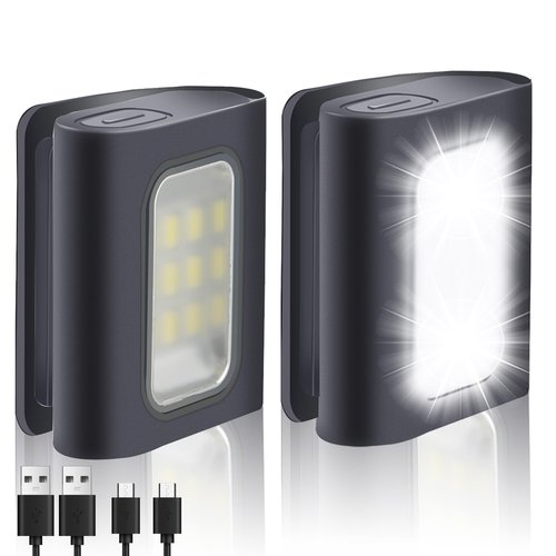Running Light, 2Pack Reflective Running Gear for Runners, USB Rechargeable LED Light, Clip on Running Lights with Runners and Joggers for Camping, Hiking, Running, Outdoor Adventure