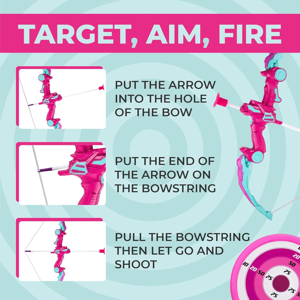 Toysery Kids Archery Set - LED Bow and Arrow Set for Ages 6-8, Includes 6 Arrows, Target & Quiver