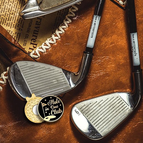 rofiowa Hole in One Club Black Gold Golf Ball Marker with Hat Clip, Funny Golf Accessories for Men Women, Christmas Father's Day Birthday Gifts for Golf Fan Golfer, Novelty Golf Gifts (OBJ051)