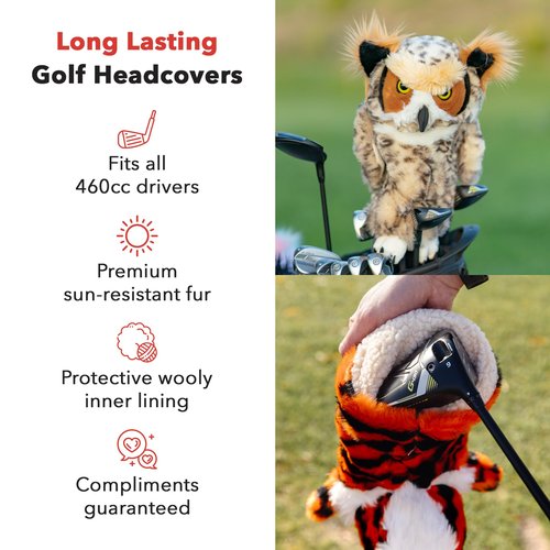 Daphne's Headcovers Owl Driver Headcover | Premium Driver Headcovers | Funny Golf Club Covers | Stylish Protection for Your Clubs | Men's Golf Gear | Driver Headcover for Men and Women