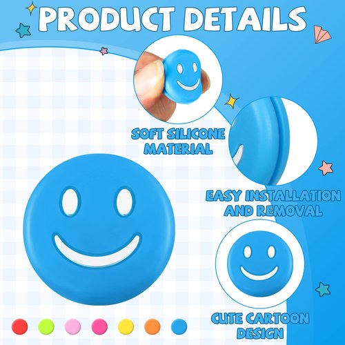 Jexine 35 Pcs Tennis Vibration Dampener Silicone Racket Dampener Cute Tennis Supplies Racket for Gift (Smile)