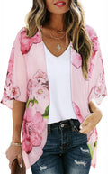 Women's Floral Print Puff Sleeve Kimono Cardigan Loose Cover Up Casual Blouse Tops 2026