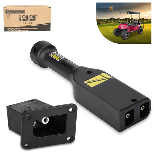 10L0L 36V PowerWise Charger Receptacle and Plug for EZGO TXT 1996-up Electric Golf Cart, Charger Socket with Handle OEM 73345-G01, 73063-G01