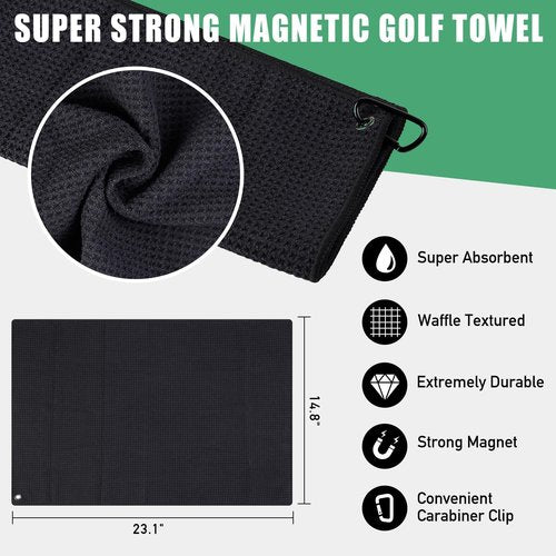 ACCTOLF Magnetic Golf Towel, Magnetic Towel for Golf Bag, Microfiber Fabric Towels Industrial Strength Magnet for Strong Hold to Golf Carts, Clubs or Golf Hub, Golf Equipment for Golf Lovers