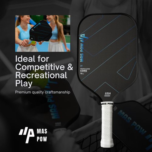 Carbon Fiber Pickleball Paddle – Pro Performance Paddle, USA Pickleball Approved Lightweight. 16mm Power Polymer Honeycomb Core - Spin & Control.