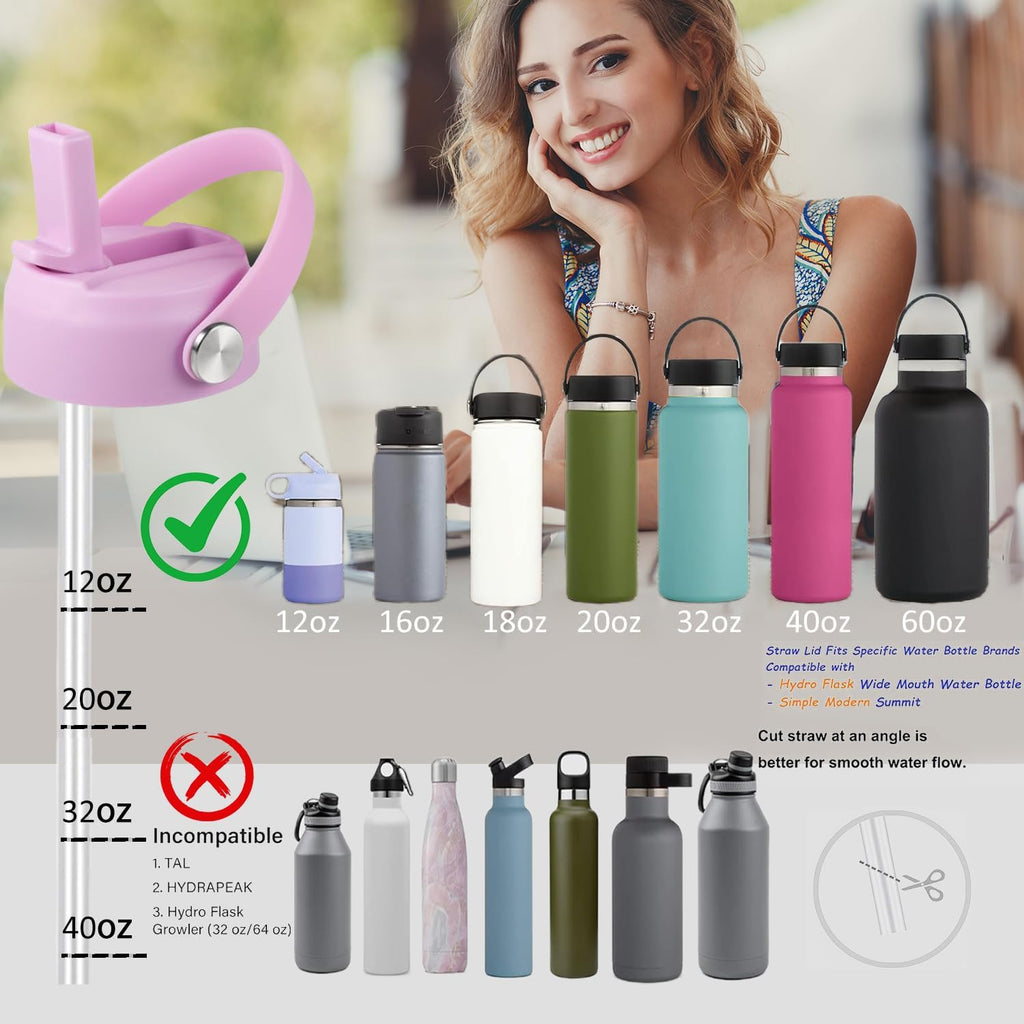 Regine Switzerland Straw Lid for Hydro Flask | Flexible Handle Replacement Cap for 32/40 oz Wide Mouth