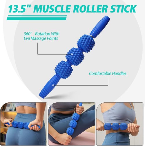 Krightlink 5-in-1 Foam Roller Set - Deep Muscle Massage & Trigger Point Release | Blue Wave