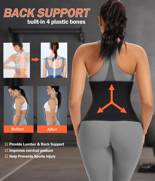 FUXERT Womens Waist Trainer with Zipper Sweat Waist Trimmer for Women Sweat Belt Band Sports Sauna Suit（PK S