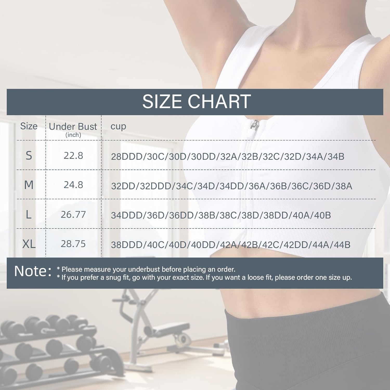 Skiennix Zip Front Sports Bra - Medium Support Racerback with Removable Pads & Double Hooks
