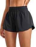 INGIA 2 in 1 High Waisted Running Shorts for Women 3" Quick Dry for Sport Athletic Workout with Zipper Pocket Black Small