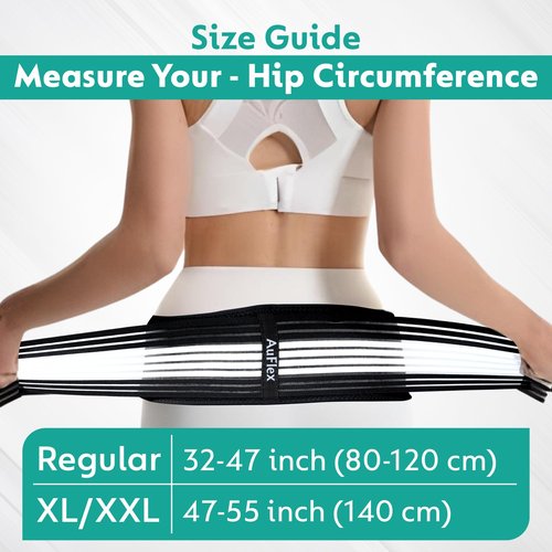 AuFlex Sacroiliac SI Joint Belt for Sciatica Pain Relief – Hip & Pelvic Support Brace for Lower Back Pain – Adjustable Anti Slip SI Belt for Women & Men – Regular Size (30-44 inches)