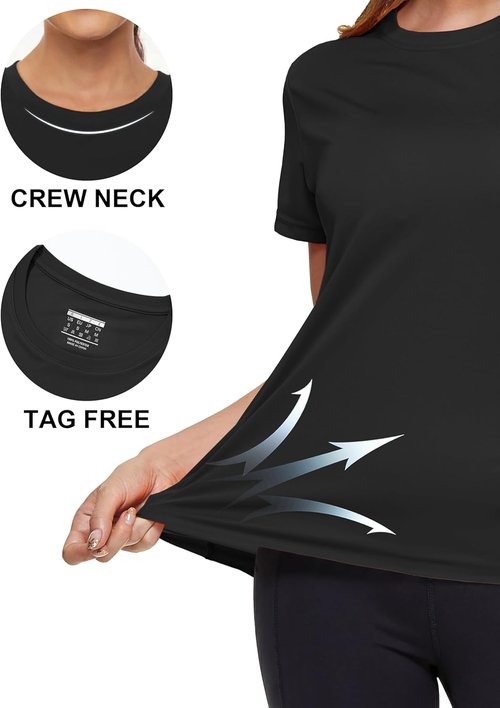 MAGCOMSEN Women's Workout Tops - UPF 50+ Quick Dry Athletic Shirts for Sun Protection | Short Sleeve