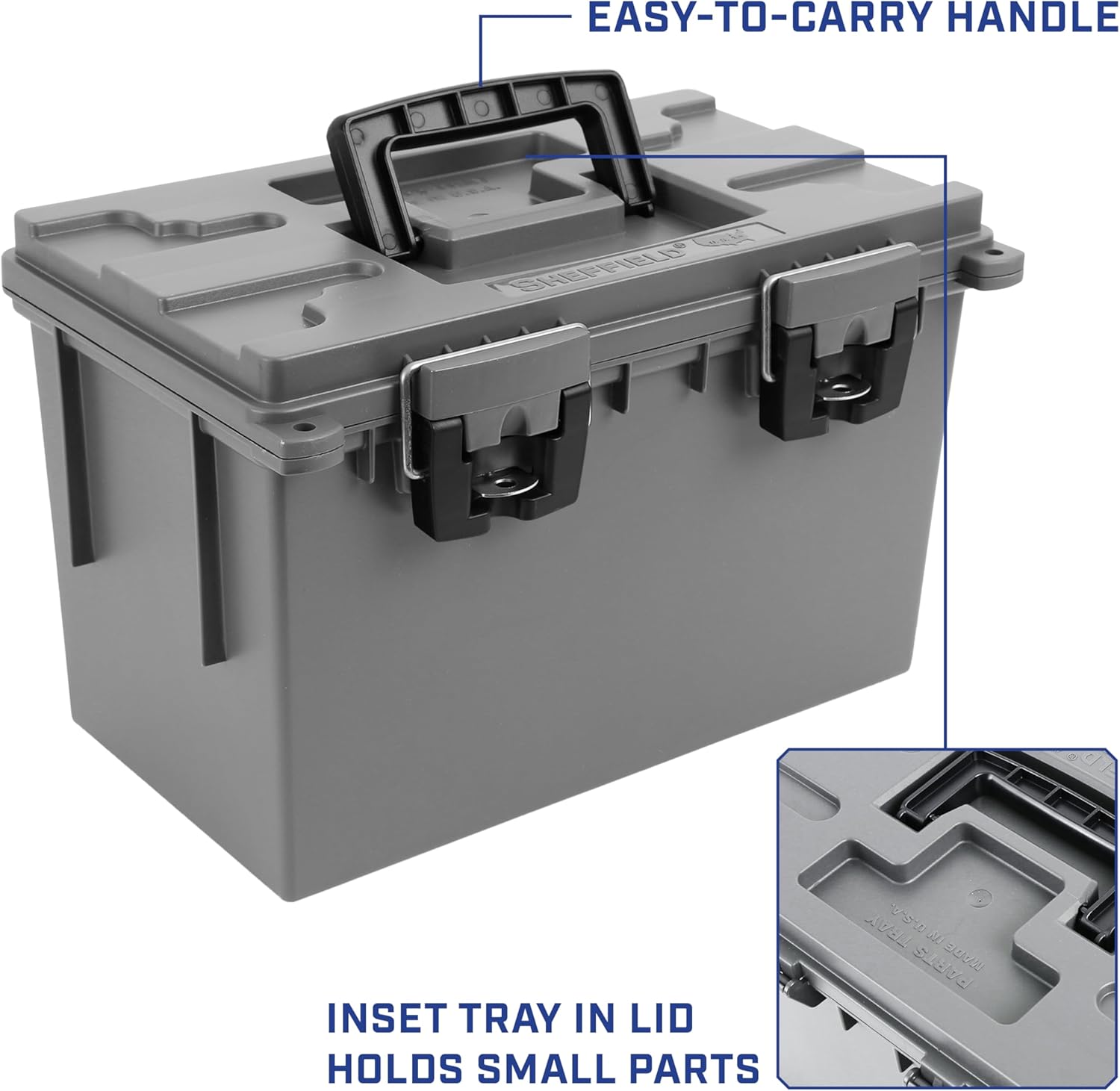 Sheffield XL Storage Bins - Lockable, Water-Resistant Containers with Lids | 2-Pack, Made in USA