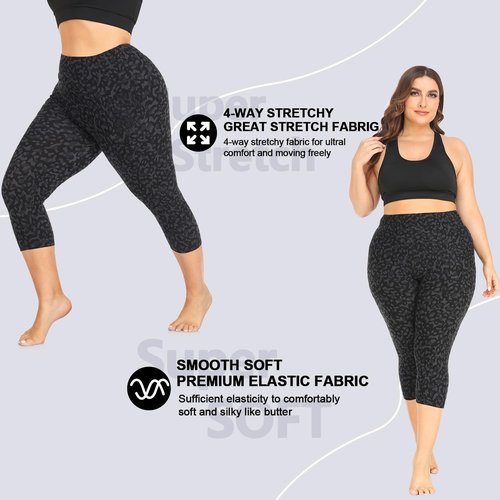 FULLSOFT Plus Size Capri Leggings - High Waist Tummy Control | Stretchy Yoga Pants XL-4XL