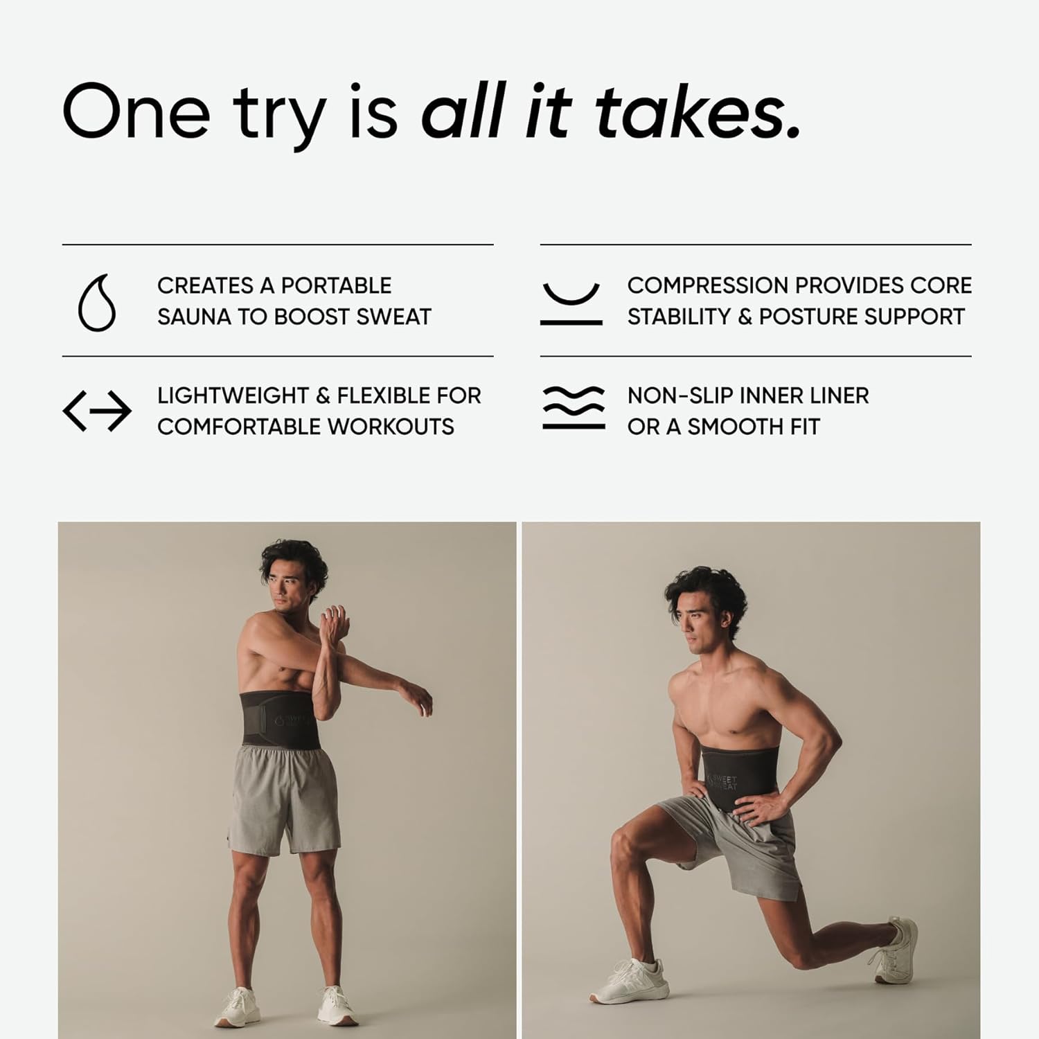 Sports Research Sweet Sweat Waist Trimmer - Premium Sweat Enhancing Fitness Band for Men & Women