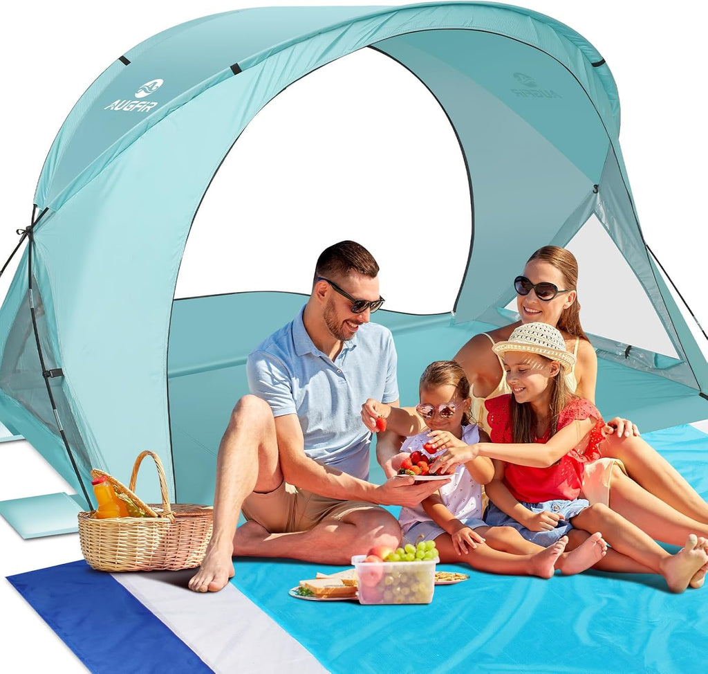 Skiennix Beach Tent - Portable Sun Shelter with UPF 50+ UV Protection | Family Canopy for 4 People (Green)